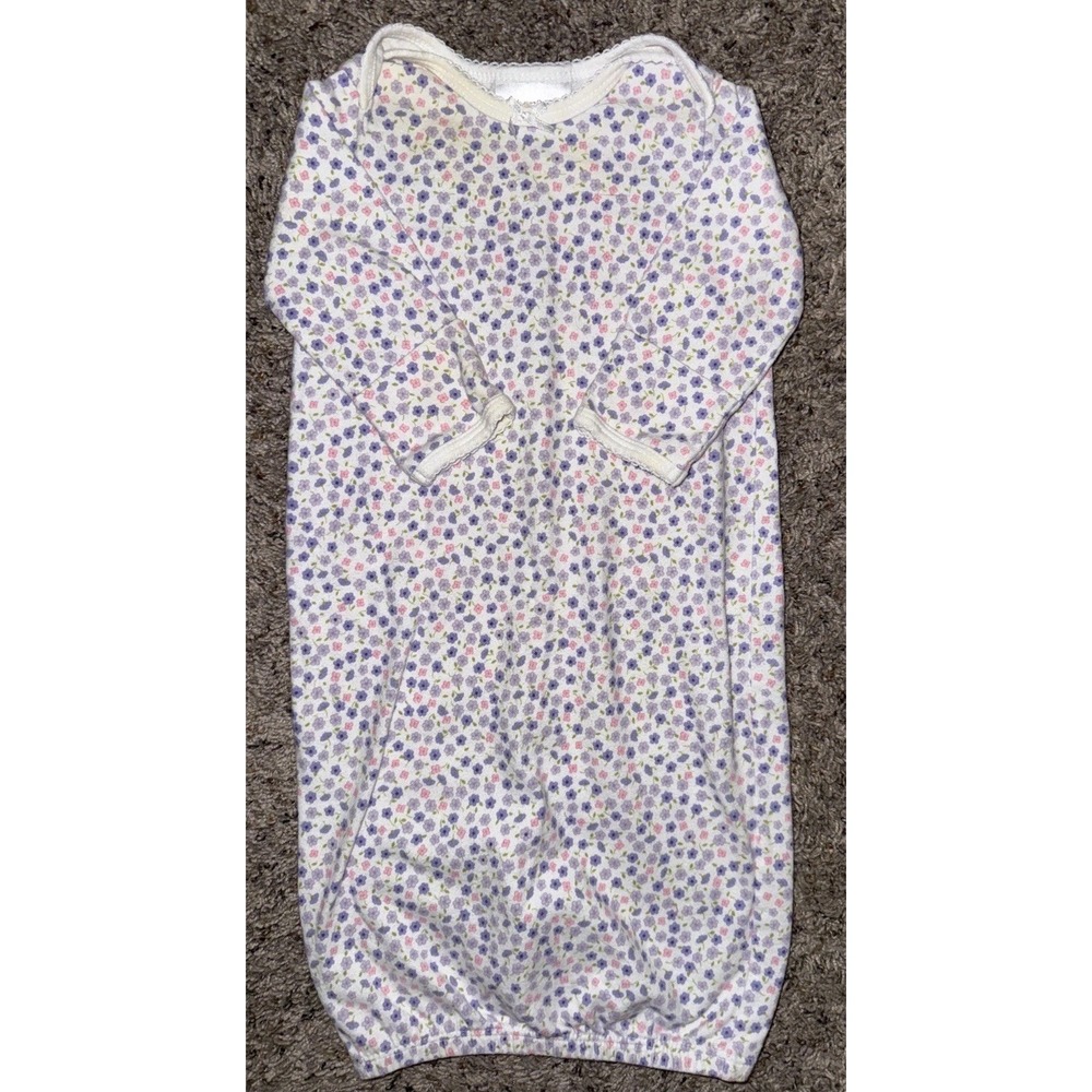 Baby Girl‎ Clothes Vintage Carter's Newborn Purple White Flowers Sleep Gown